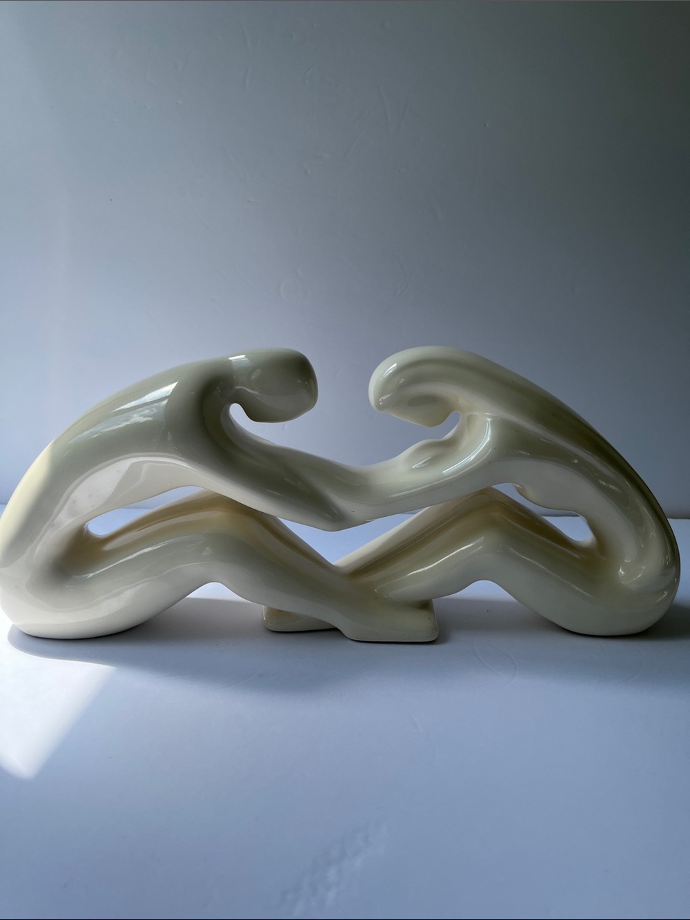 Haeger Pottery Reclining Couple Embrace Statue Art Deco White Vintage 1993